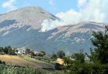 Incendio sul Monte Cucco, in fiamme l’area di Val di Ranco: interviene un Canadair